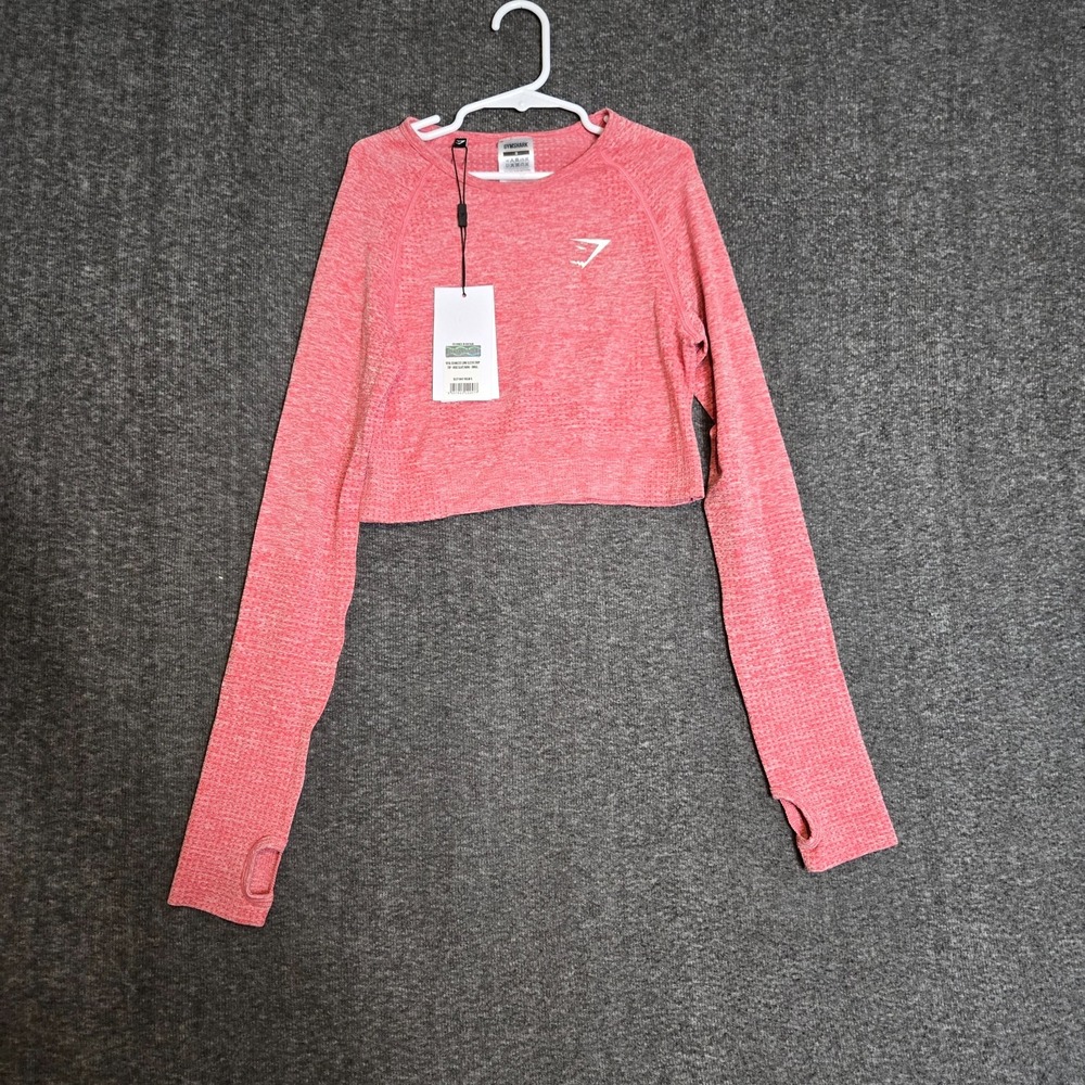 NWT Gymshark Vital Seamless Long Sleeve Crop Top Rose Slate Sz Small